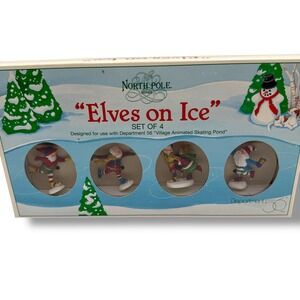 Department 56 Elves on Ice North Pole Series Set of 4 Multicolor Village Figures